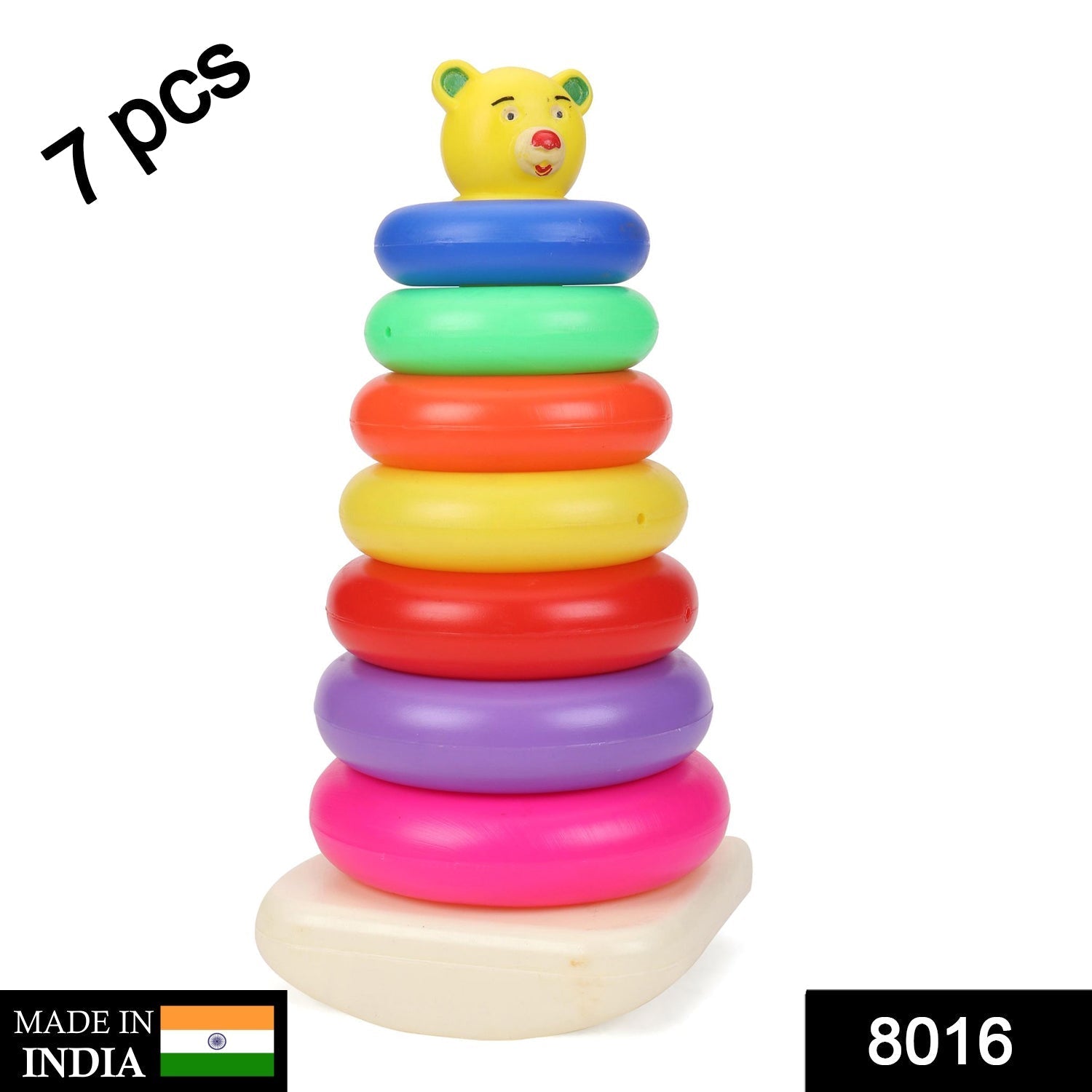 8016 Plastic Baby Kids Teddy Stacking Ring Jumbo Stack Up Educational Toy 7pc 