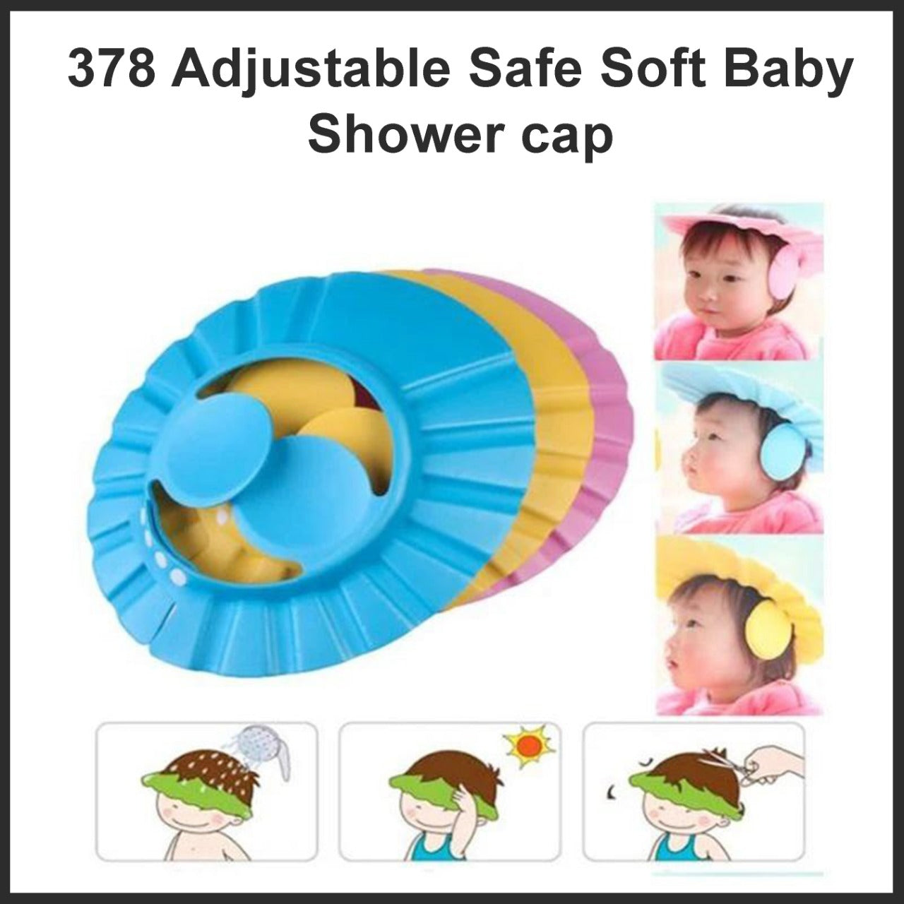 0378 Adjustable Safe Soft Baby Shower cap  Tapaswee Enterprise