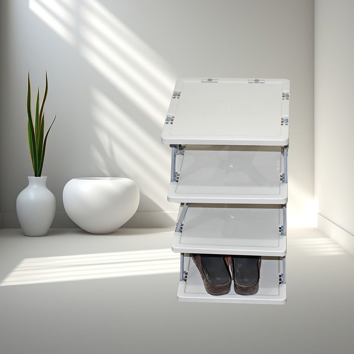 Foldable Shoe Rack (1 Pc, 4/6/8 Layers): Space-Saving, Entryway Storage