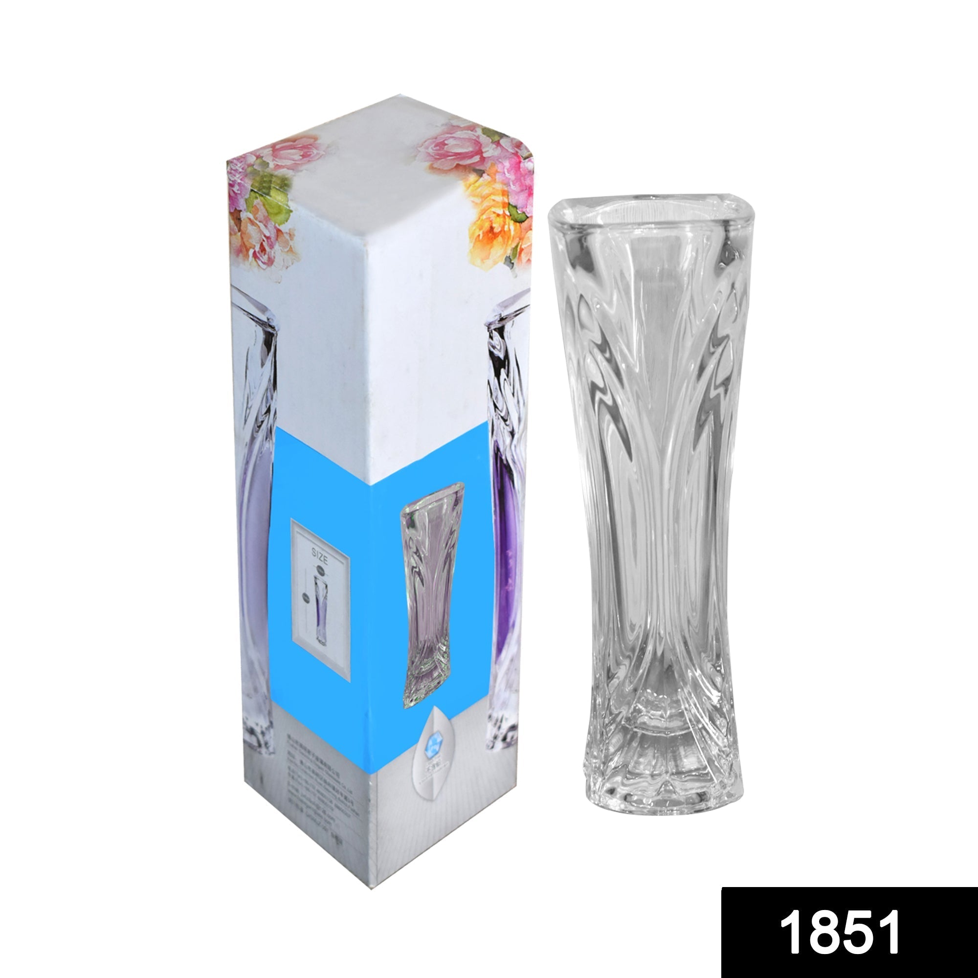 1851 Glass Flower Pot, Crystal Clear Vase for Living 