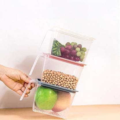 2454 Air Tight Unbreakable Big Size 1100 ml Square Shape Kitchen Storage Container (Set of 6) 