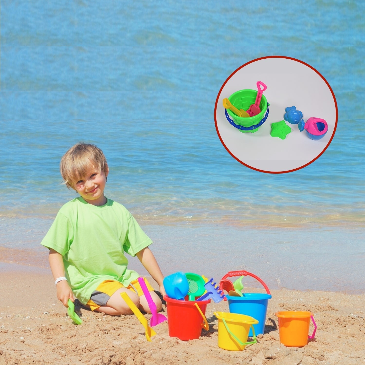 4486 Sand Game Castle Building Plastic Beach Toy Set for Kids Summer Fun Creative Activity Playset& Gardening Tool with Accessories & Bucket-Pack of 6 Pcs 